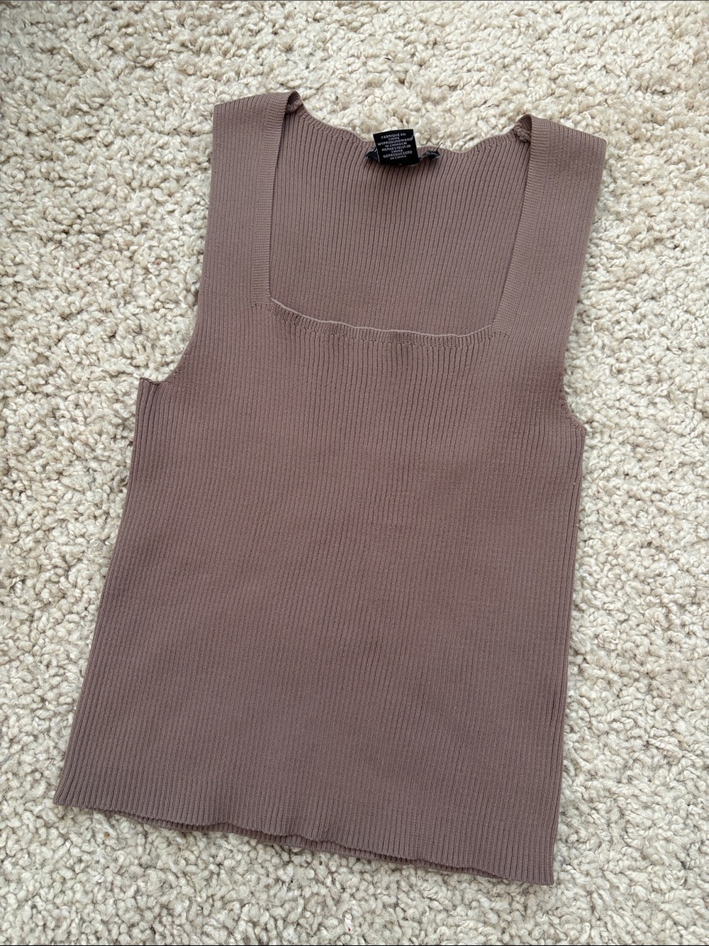 Sincerely Jules Ribbed Square-Neck Tank Top - Taupe Brown